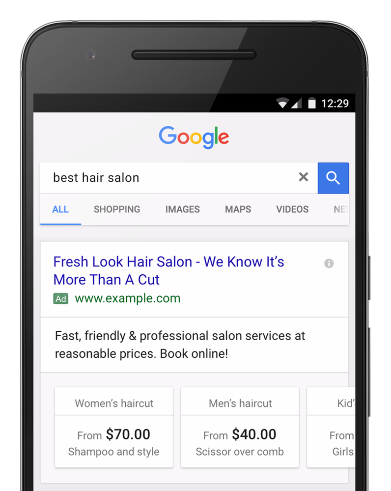 Google AdWords、モバイルテキスト広告に価格表示オプションを追加
